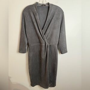 J. McLaughlin Lillian Gray Faux Suede Wrap Dress Medium